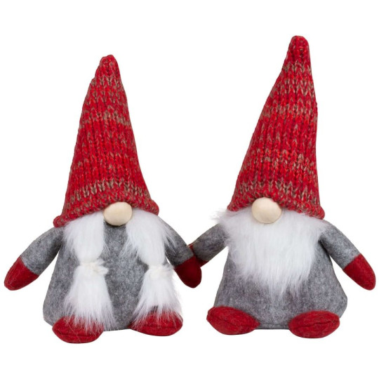 Lot de 24 gnomes rouge et gris 18cm