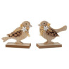 Lot de 12 oiseaux en bois 12cm-13cm, 2 modèles assortis