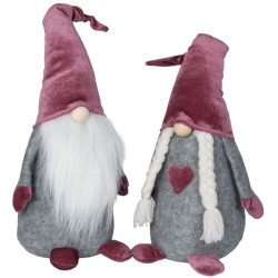 Gnome rose et gris 35cm par lot de 12